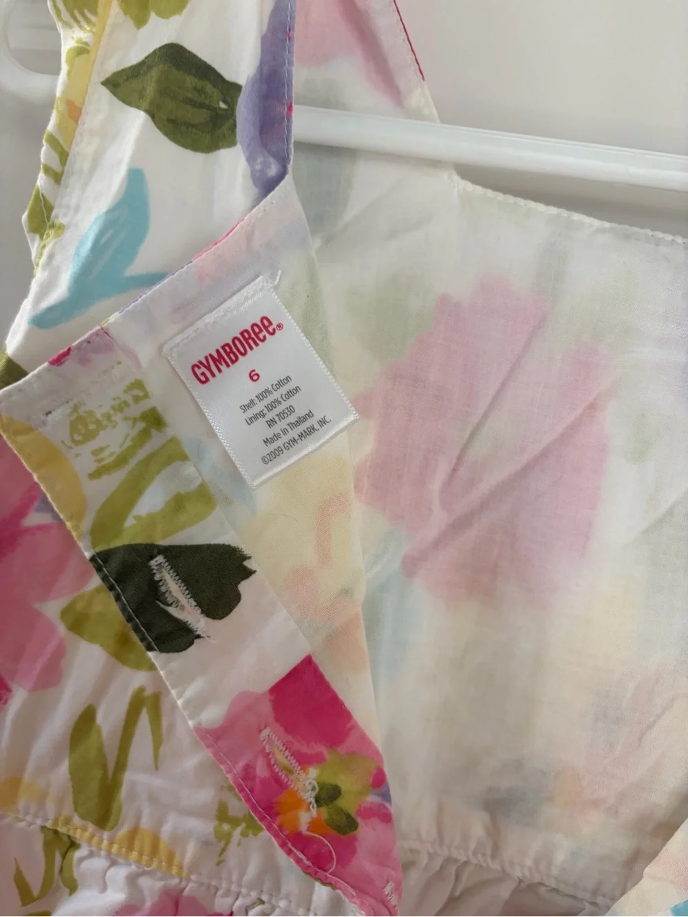 Gymboree White Floral Sundress with Pink, Yellow & Green Accents